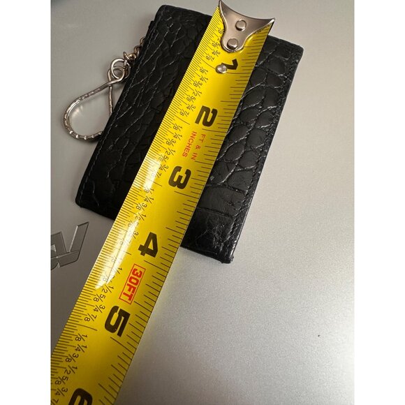 Carlos Falchi Black Croc-Embossed Leather Keychain Wallet With Snap Closure - Picture 5 of 12